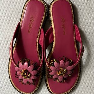 Brighton Pink Floral Sandals with Cork Trim